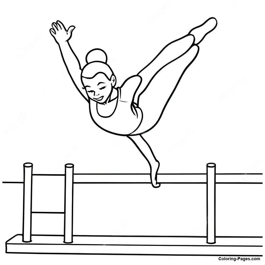 Gymnast On Balance Beam Coloring Page | Coloring-Pages.com