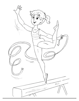 Gymnast On Balance Beam Coloring Page