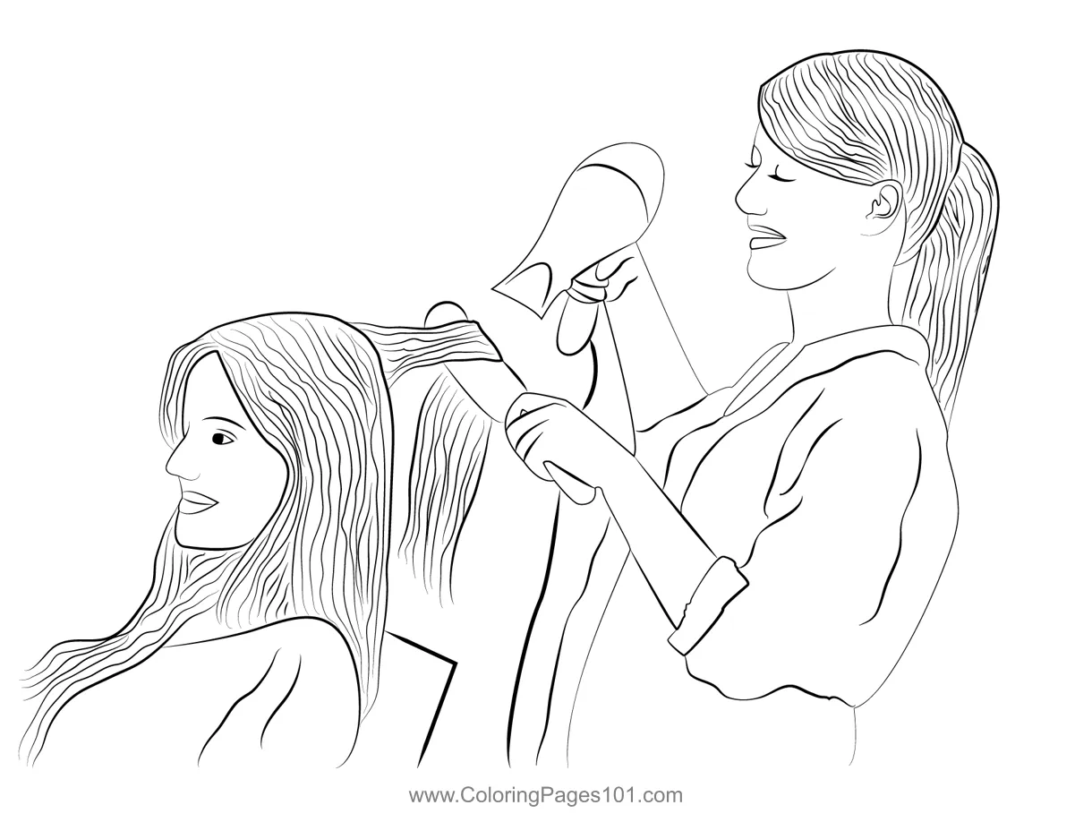 Hairdresser 4 coloring page for kids free hairdressers printable
