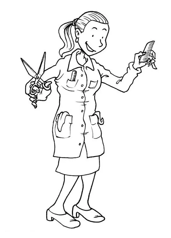 Coloring page female hairdresser free printables img 8212
