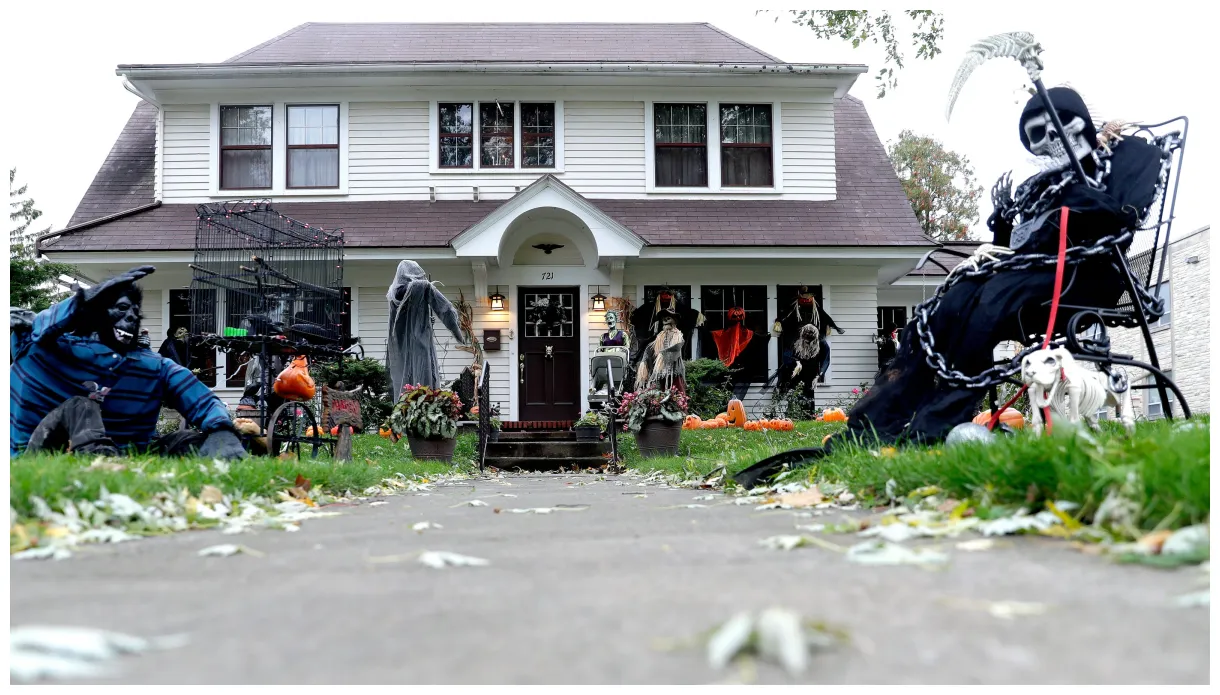 Their halloween display is ooky, kooky tradition and trick-or-treating