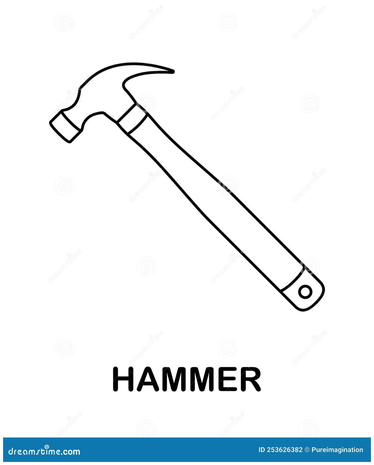 Coloring page with hammer for kids stock vector illustration of line