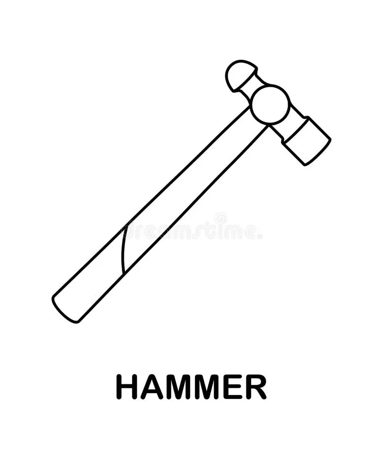 Coloring page with hammer for kids stock vector illustration of
