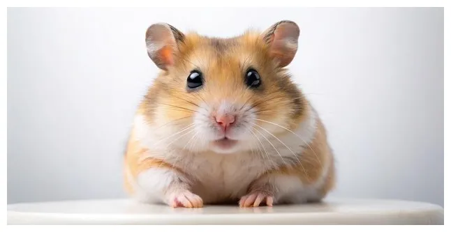 Cute hamster on white banner premium ai-generated