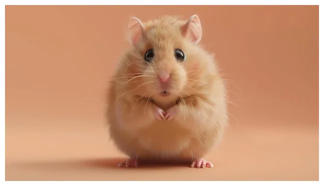 Premium a cute and fluffy hamster is sitting on a solid color