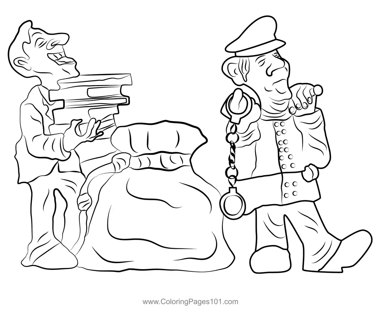 Police With Handcuffs Coloring Page for Kids - Free Police Printable