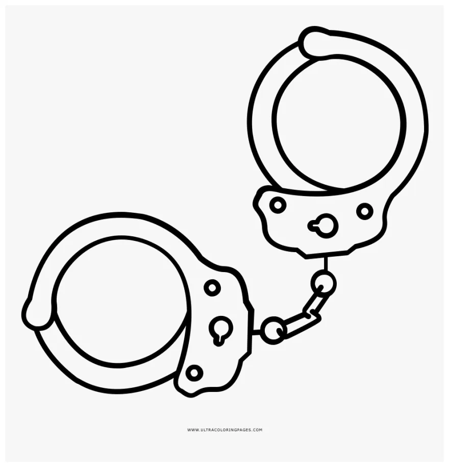 Handcuffs Coloring Page - Handcuffs Clipart Black And White, HD Png