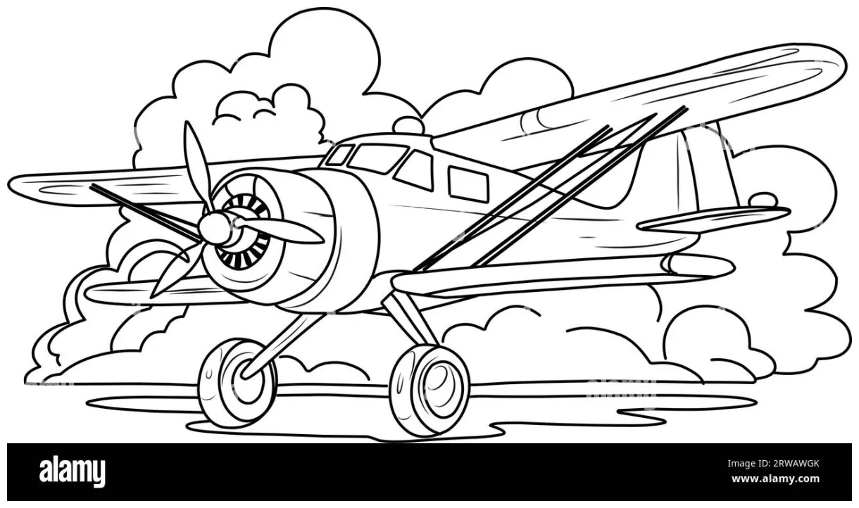 Coloring page maize plane, hang glider coloring book stock vector