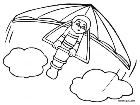 Kids coloring pages hang glider print out printable coloring pages