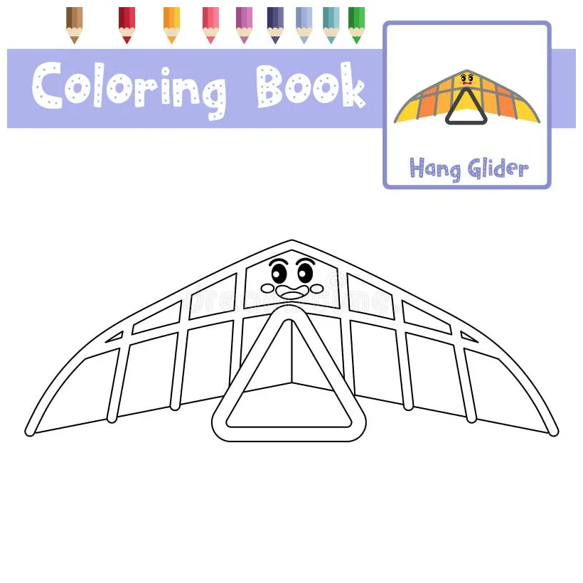 Glider. coloring of glider in the sky. vector stock vector printable coloring page