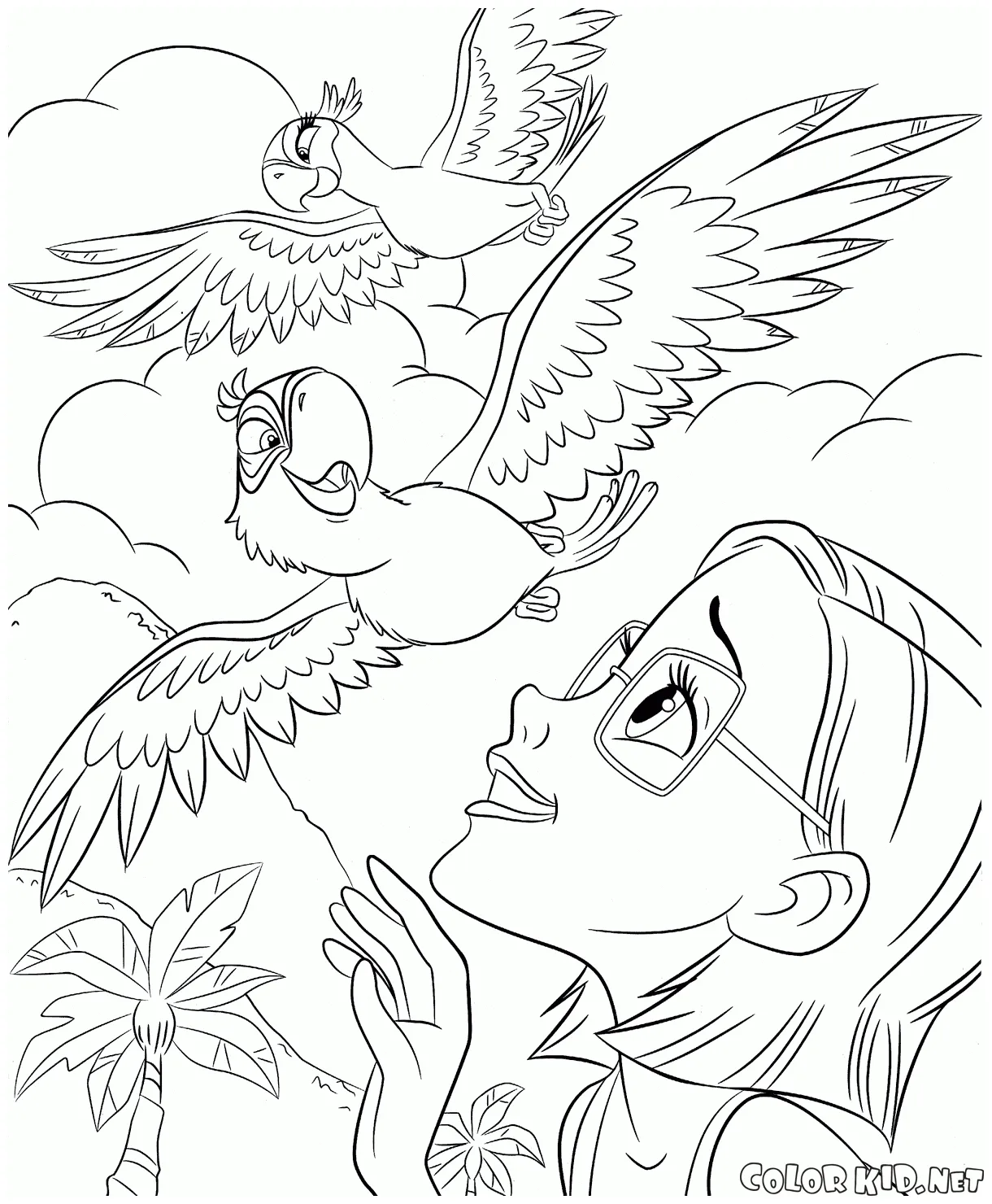 Coloring page hang-glider