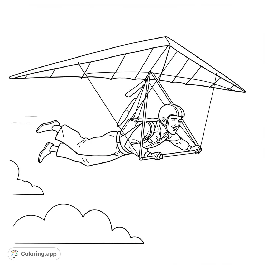 Soaring hang glider coloring.app