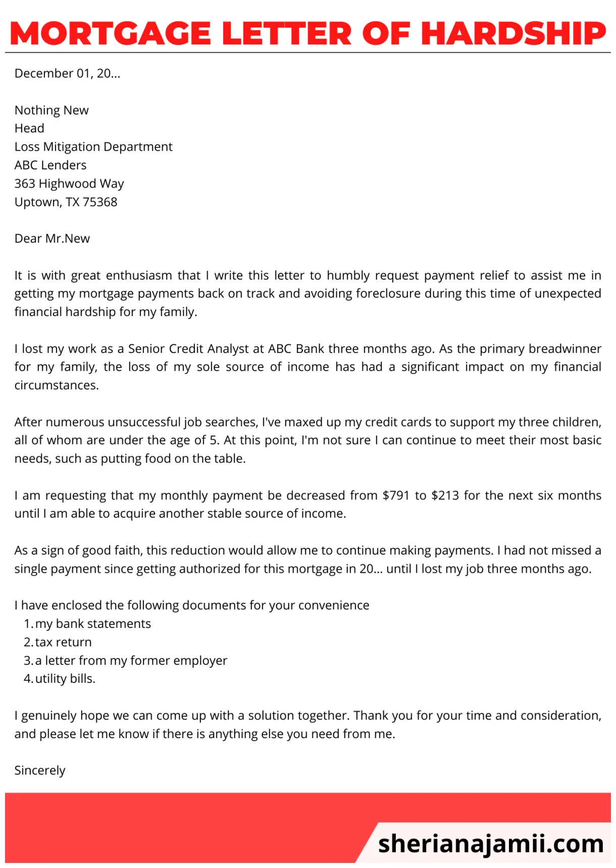 Mortgage letter of hardship 2025 guide + free sample sheria na jamii