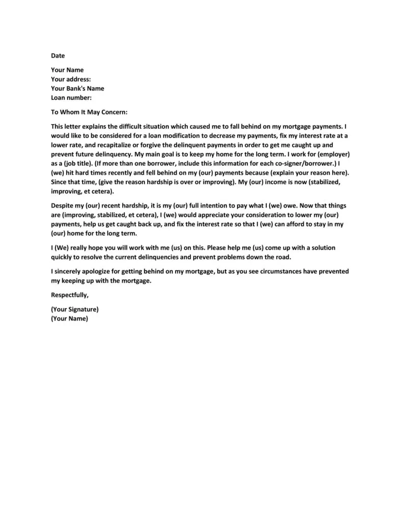 40 free hardship letter template redlinesp