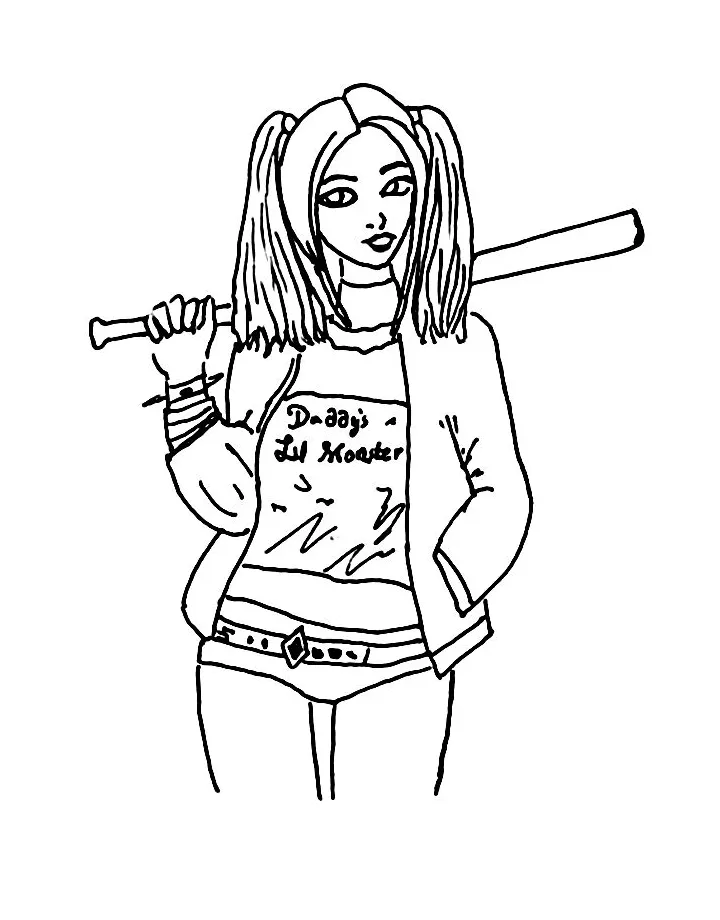 Harley quinn outline coloring page