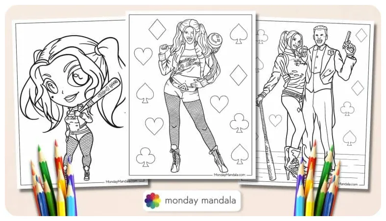 20 harley quinn coloring pages free pdf printables printable coloring page