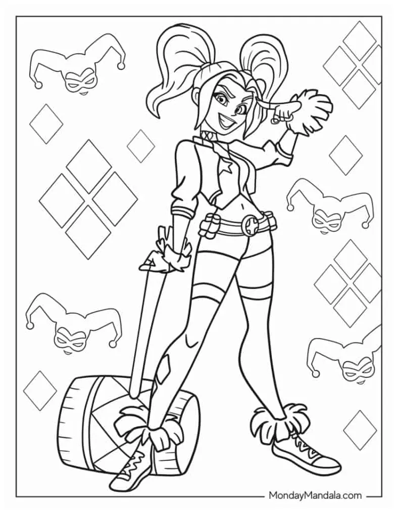 20 harley quinn coloring pages free pdf printables
