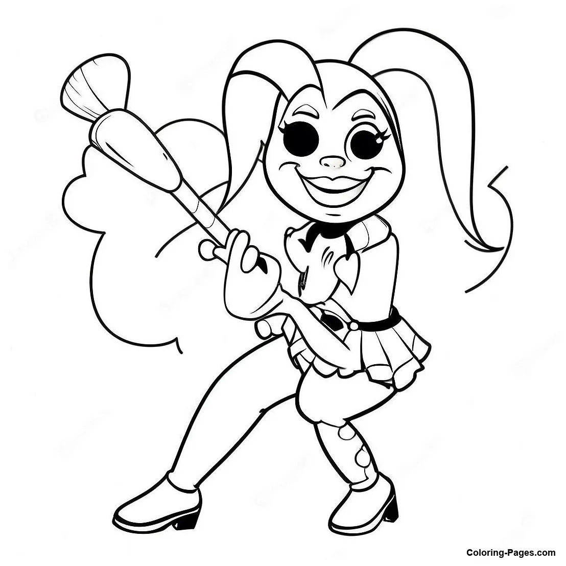 Harley quinn with a mallet coloring page coloring-pages