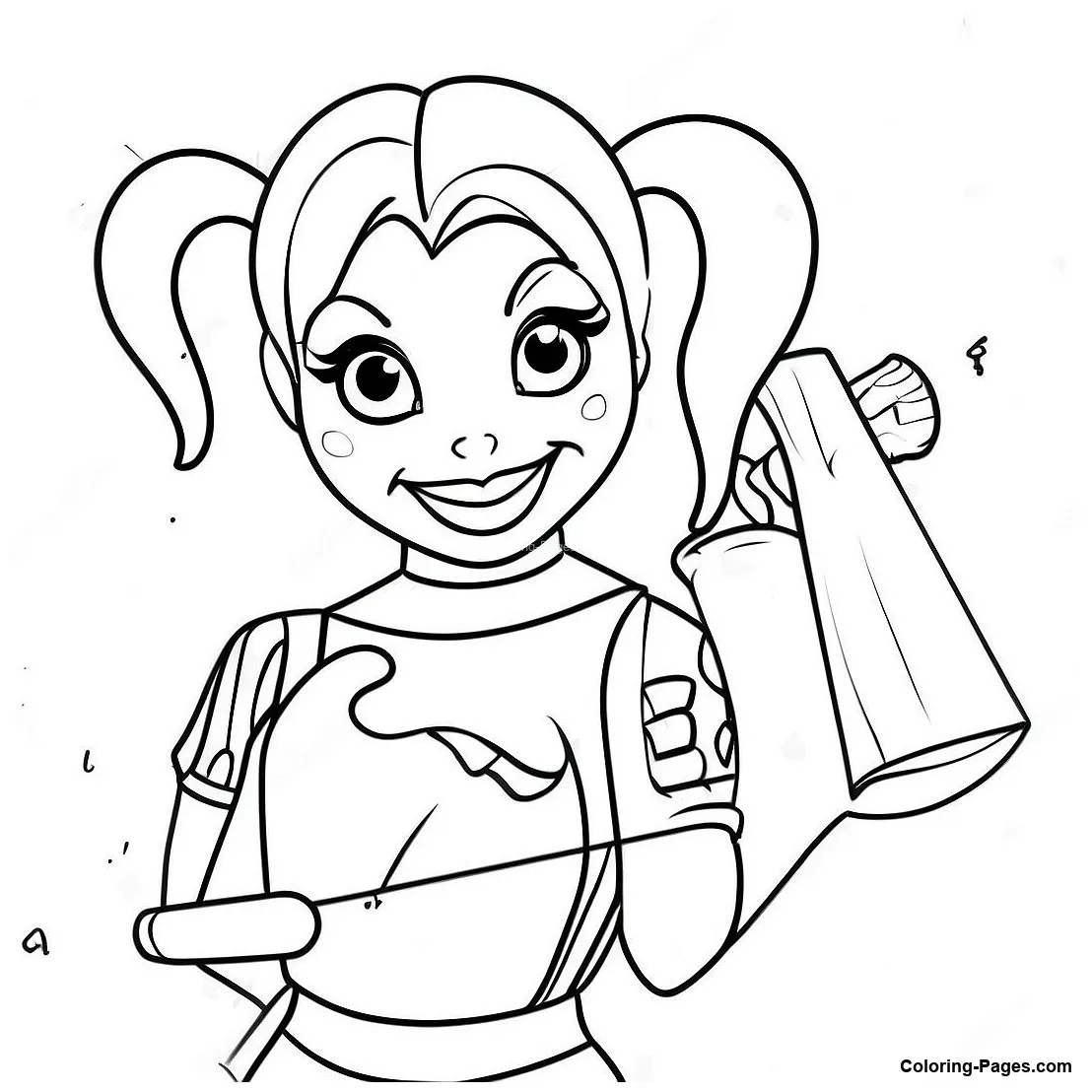 Harley quinn with her mallet coloring page coloring-pages