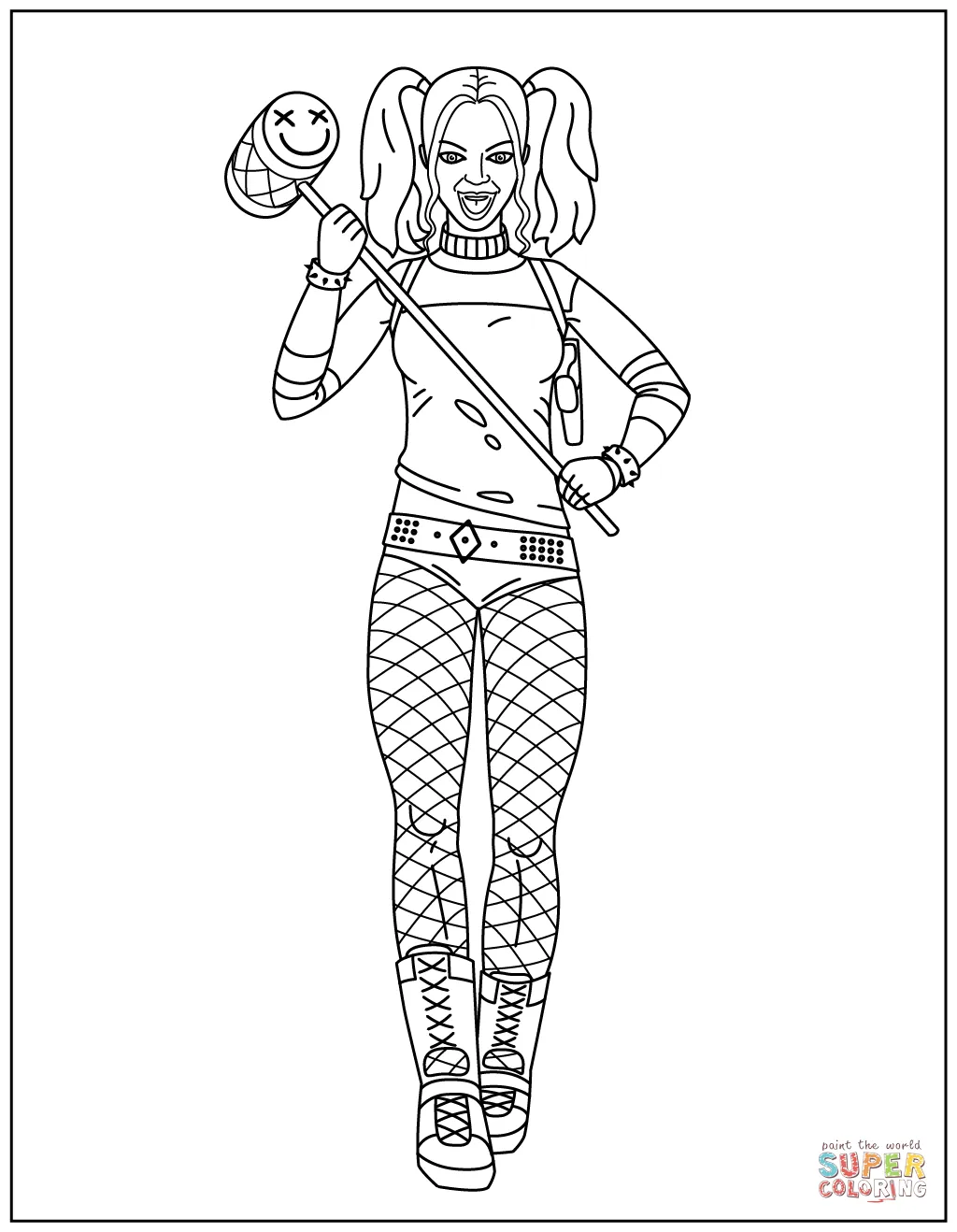 Harley quinn coloring page free printable coloring pages
