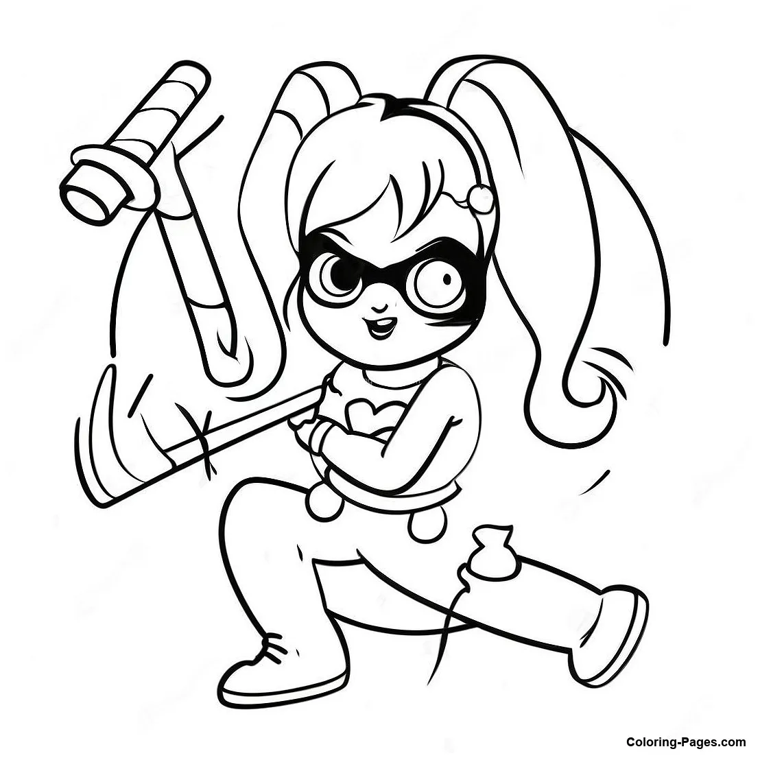 Harley quinn with a mallet coloring page coloring-pages