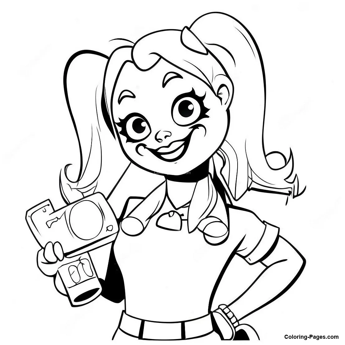 Harley quinn with her mallet coloring page coloring-pages