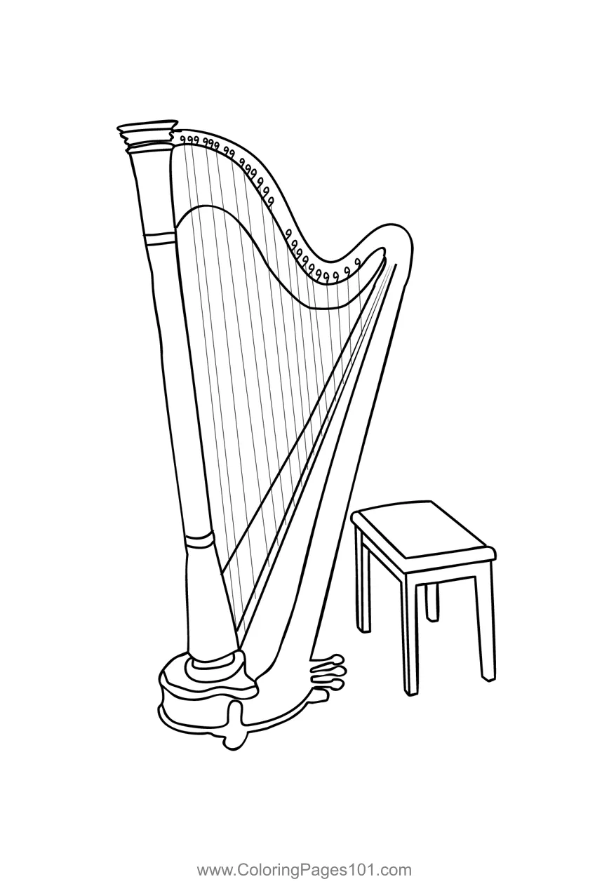 Large gothic for kids free harp printable coloring