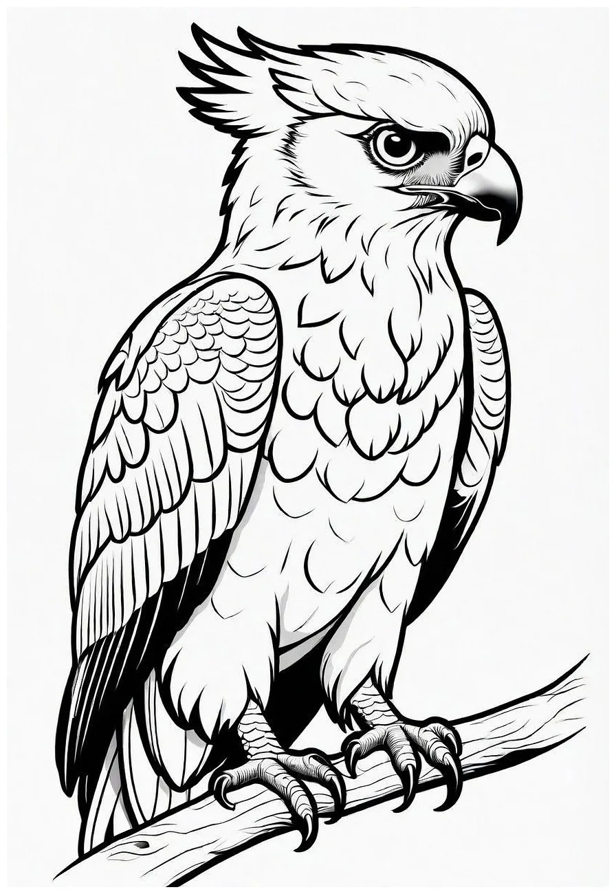 Download bird, harpy eagle, coloring page. royalty-free stock