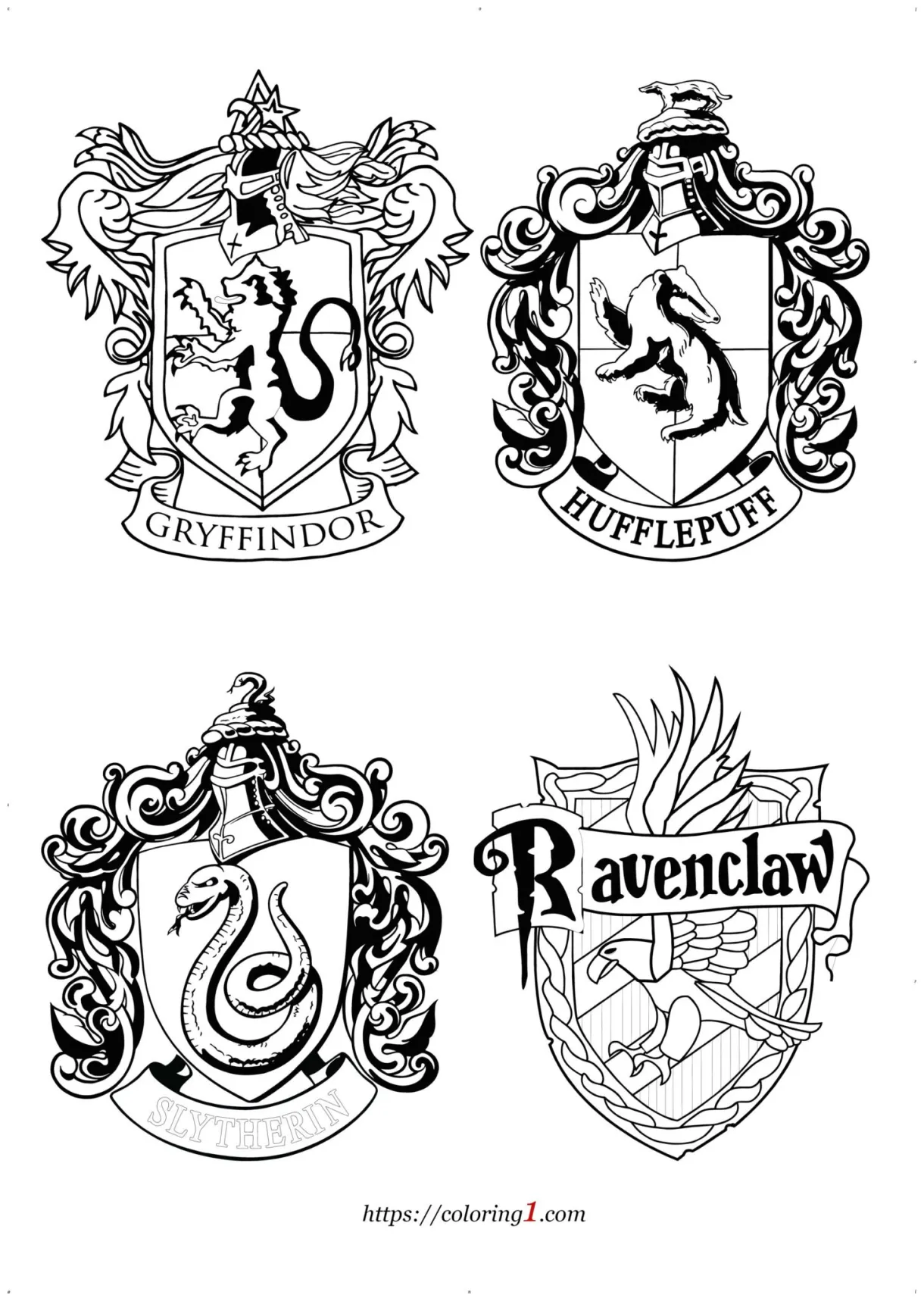 Harry potter house crests coloring pages 2 free coloring sheets 2021