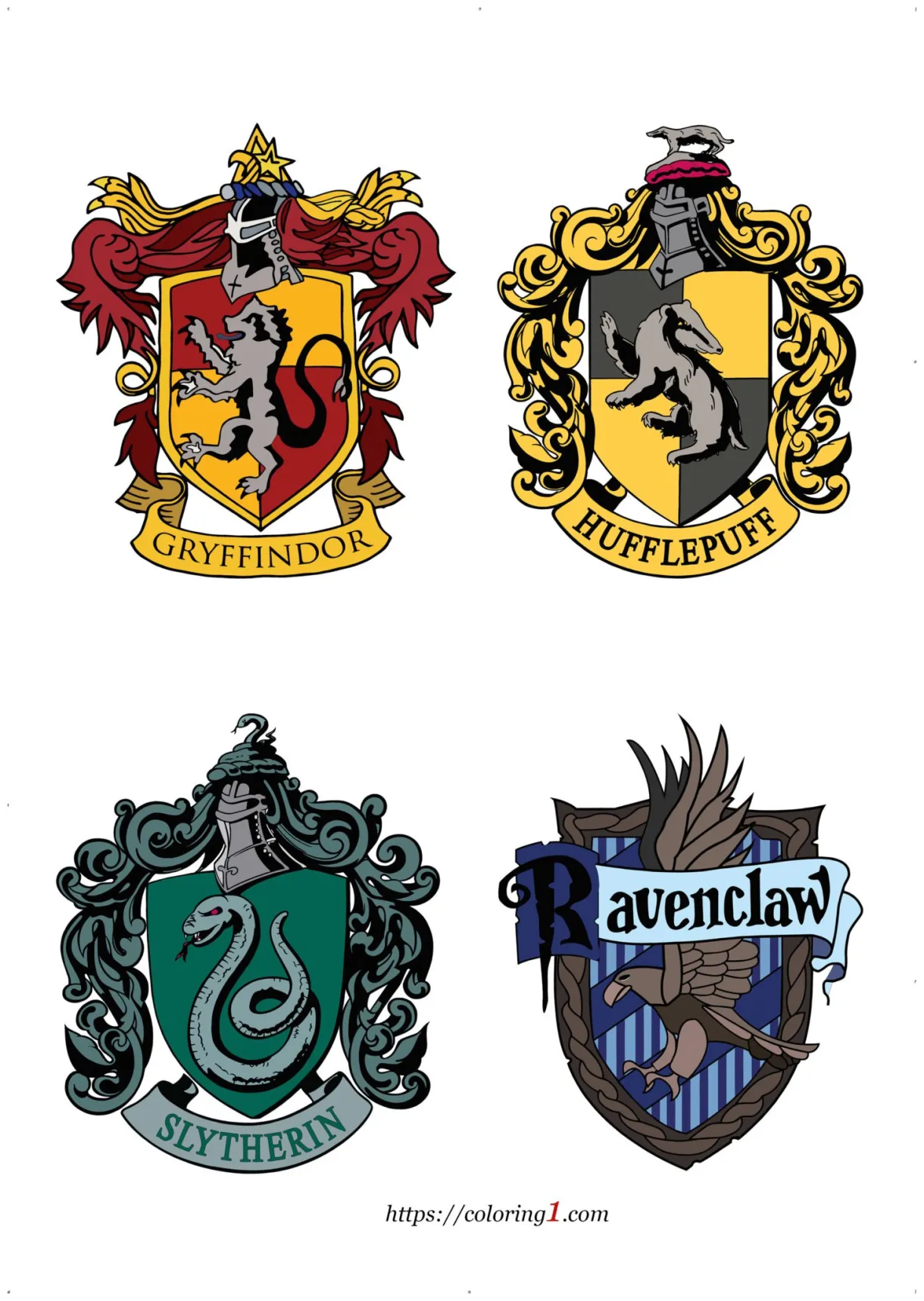 Harry potter house crests coloring pages 2 free coloring sheets 2021