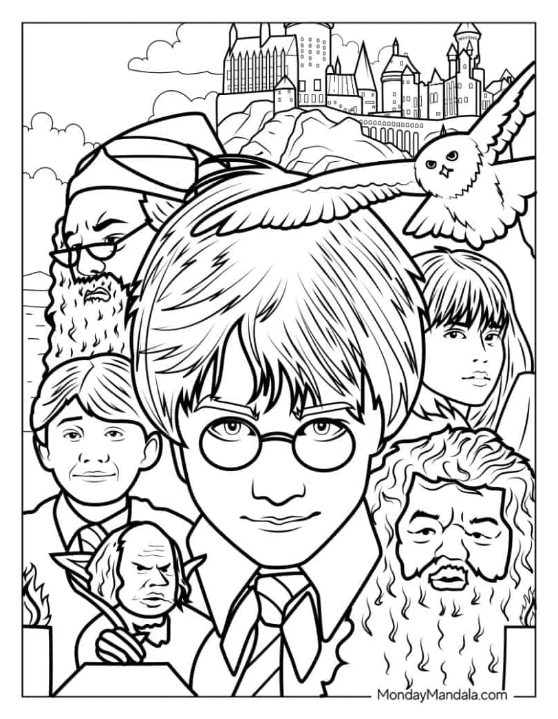 Simple harry potter coloring pages