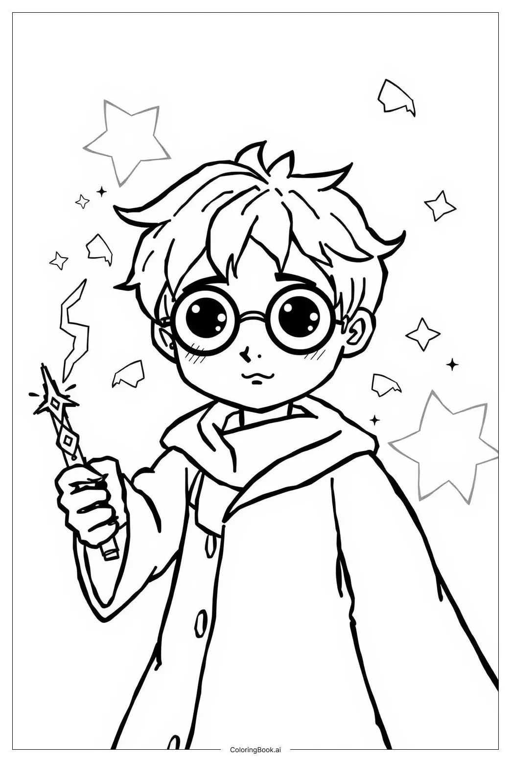 Harry potter casting a spell with his wand coloring page free pdf&png