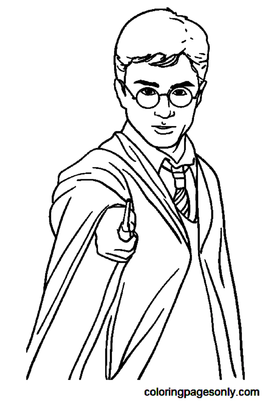 Harry potter holding magic wand 1 coloring pages harry potter