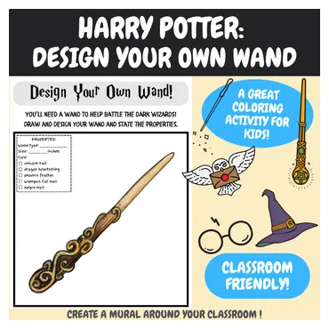 Harry potter design your wand harry potter coloring pages tpt printable coloring page