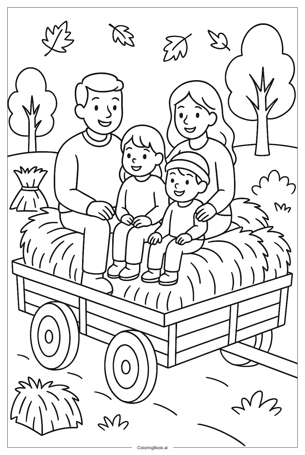 A family on an autumn fall free pdf&png printable