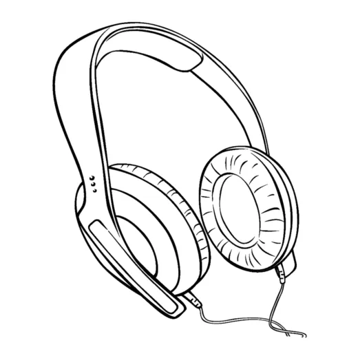 Headphones easy coloring page » turkau