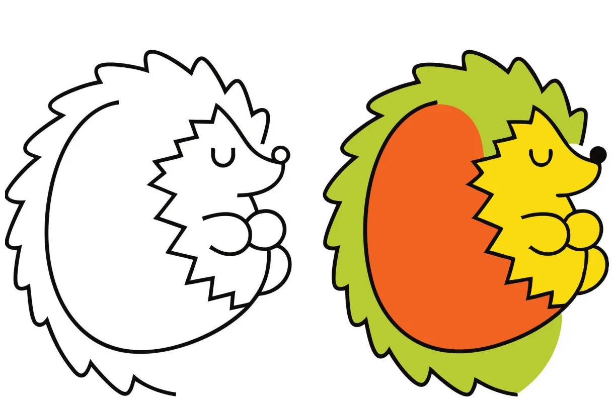 Adorable Hedgehog Coloring Page Outline, Cute, Animal, Spines, Nature
