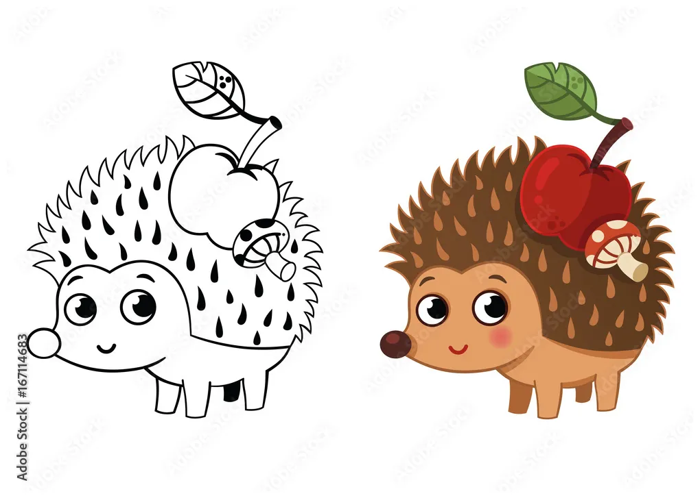 Hedgehog coloring page vector illustration stock vector adobe stock