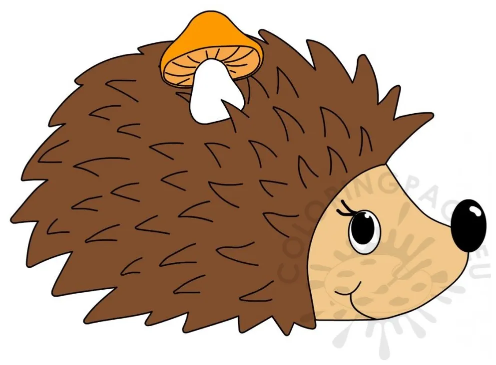 Brown hedgehog with spines coloring page
