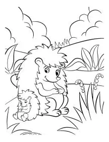 Hedgehog in nature coloring page funny coloring pages
