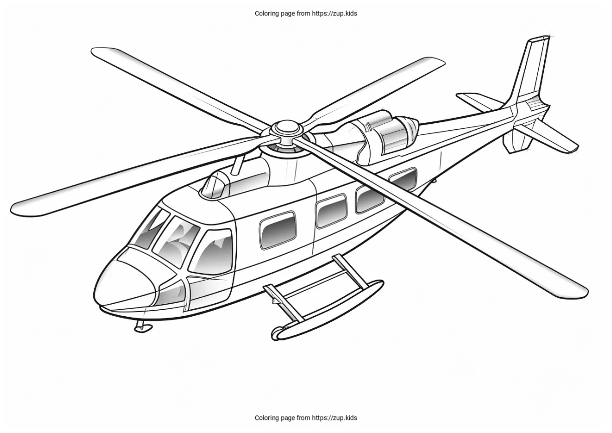 Helicopter coloring page from zup.kids