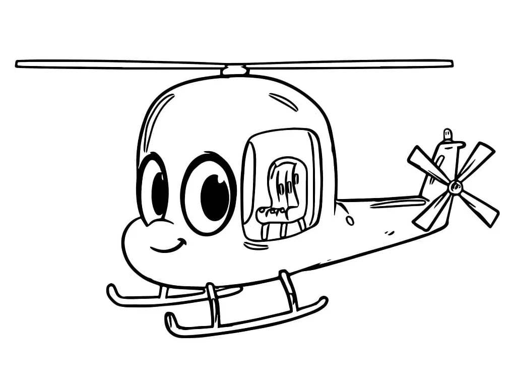 Cute Helicopter Printable coloring page - Download, Print or Color