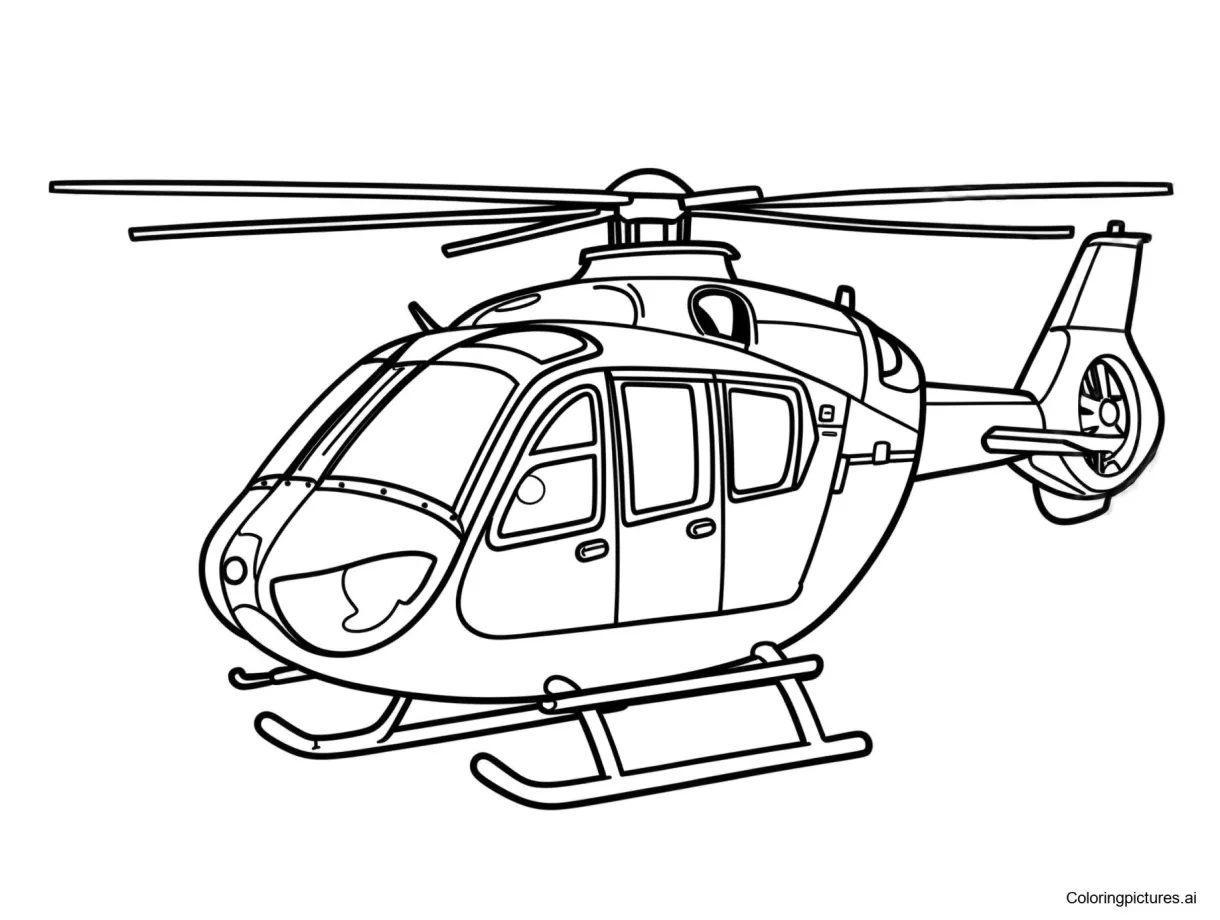 Helicopter - Free Printable Coloring Page