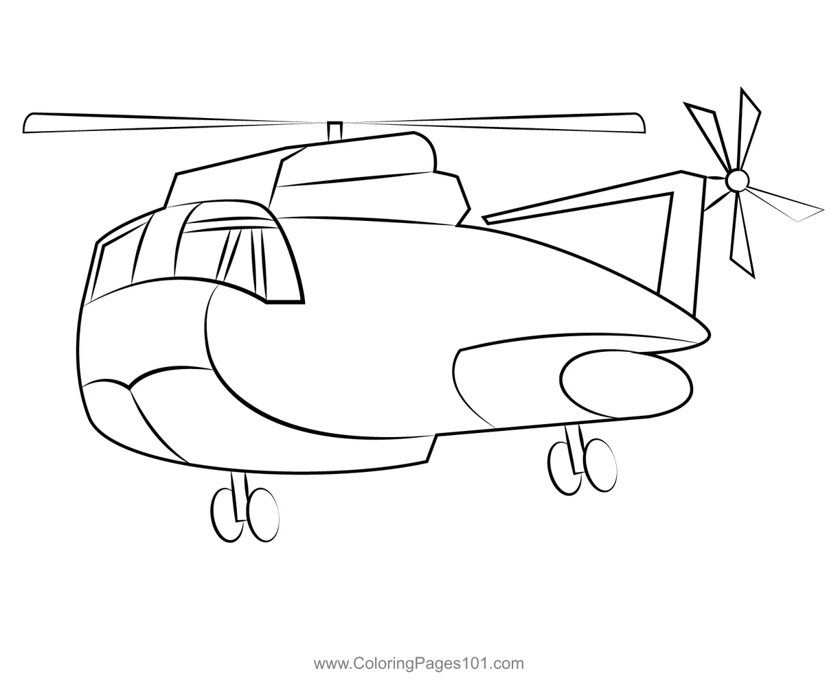 Army Helicopter Coloring Page for Kids - Free Helicopters Printable