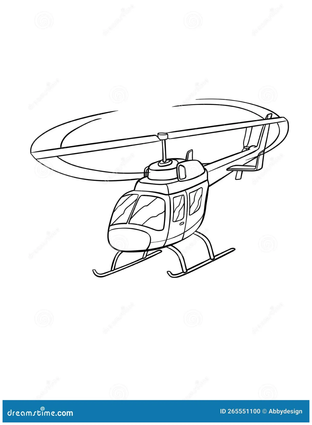 Helicopter Isolated Coloring Page For Kids Vector Illustration
