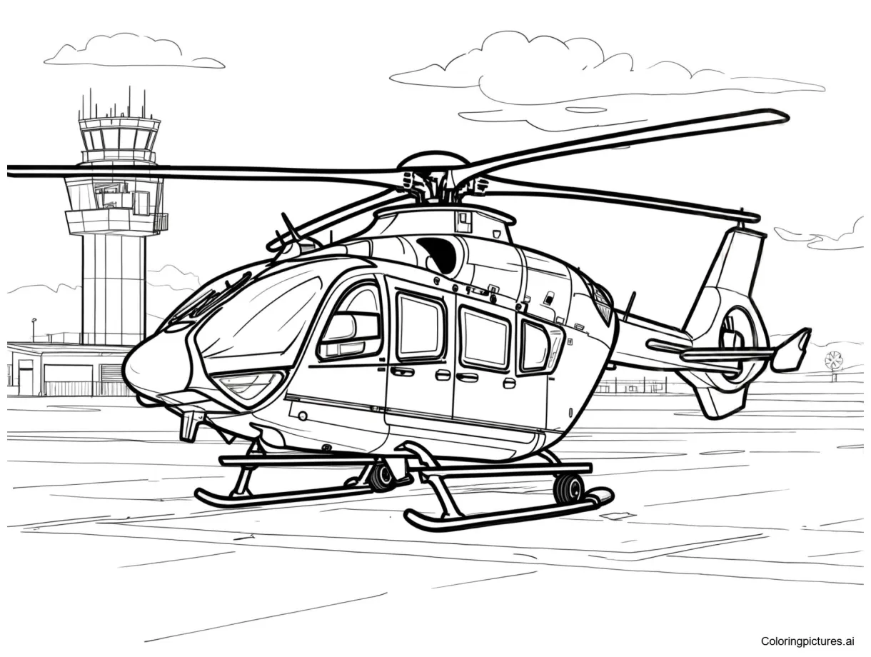 Realistic Helicopter - Free Printable Coloring Page