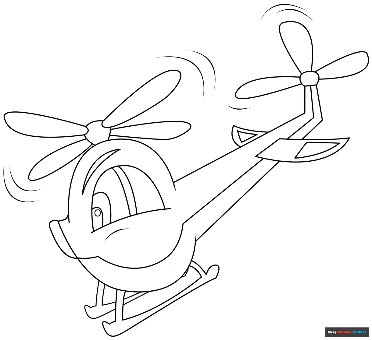 Helicopter Coloring Page | Easy Drawing Guides