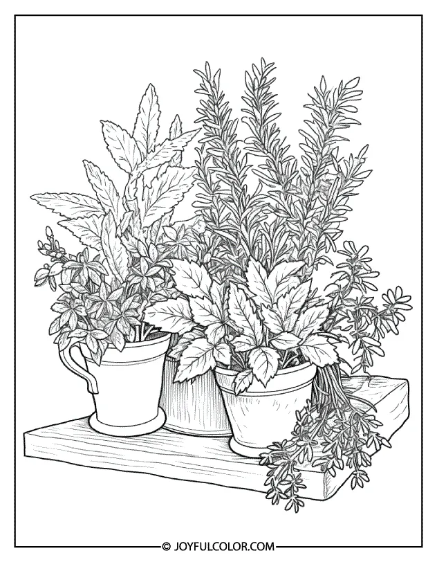 Free printable herb garden coloring pages download & enjoy!