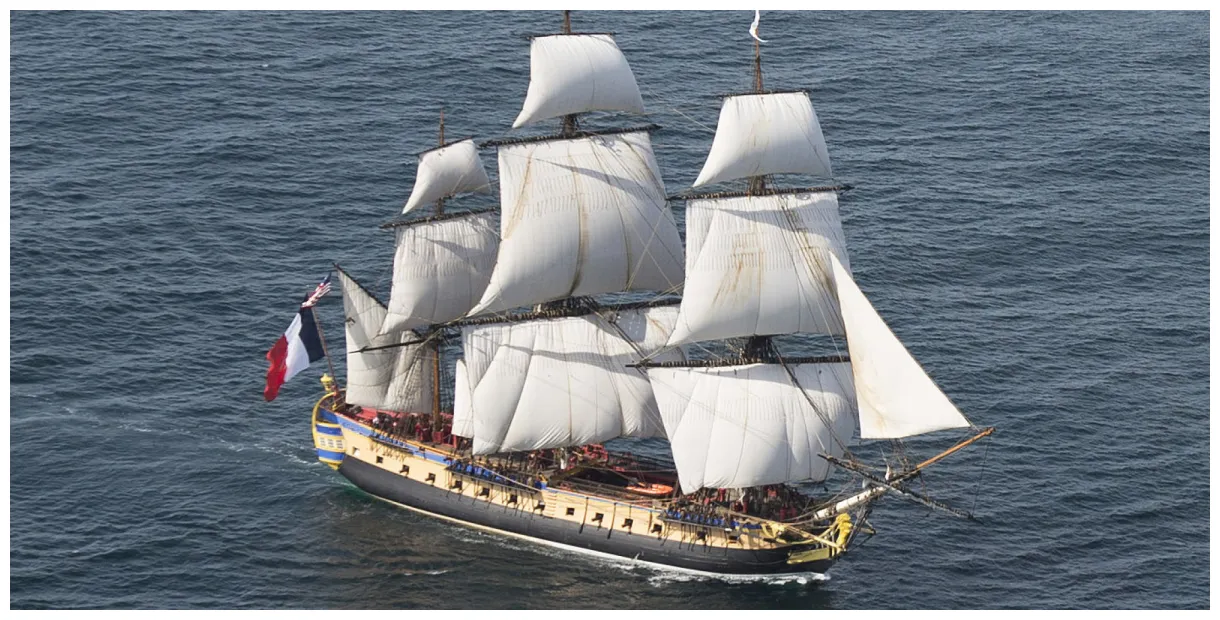 S. l'hermione atteint yorktown, sa première escale aux États-unis