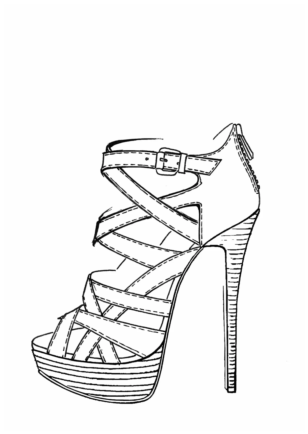 High heel shoe coloring page
